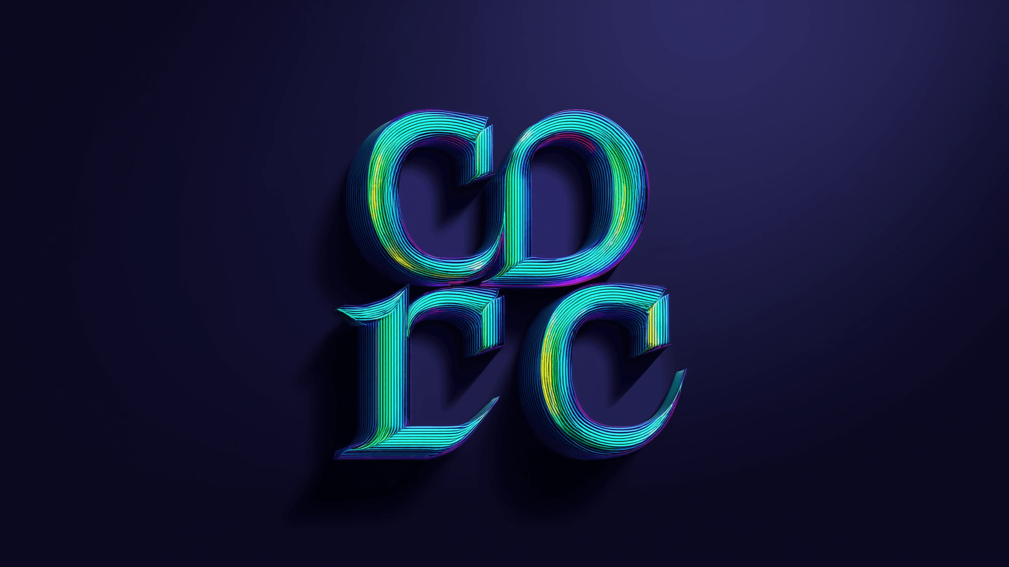 A large elegant neon hashtag octothorpe symbol rendered as a glowing typographic sculpture.